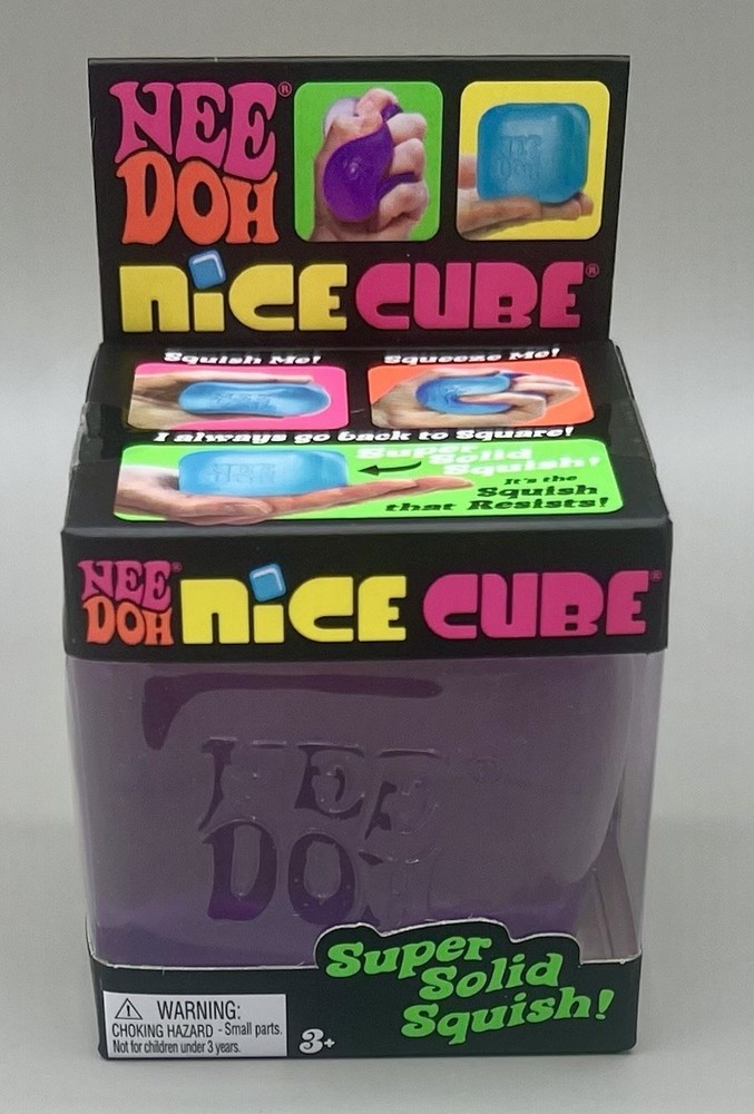Needoh NICE CUBE Super Solid Squish ~ PURPLE💜 Sensory Squishy Toy NEW