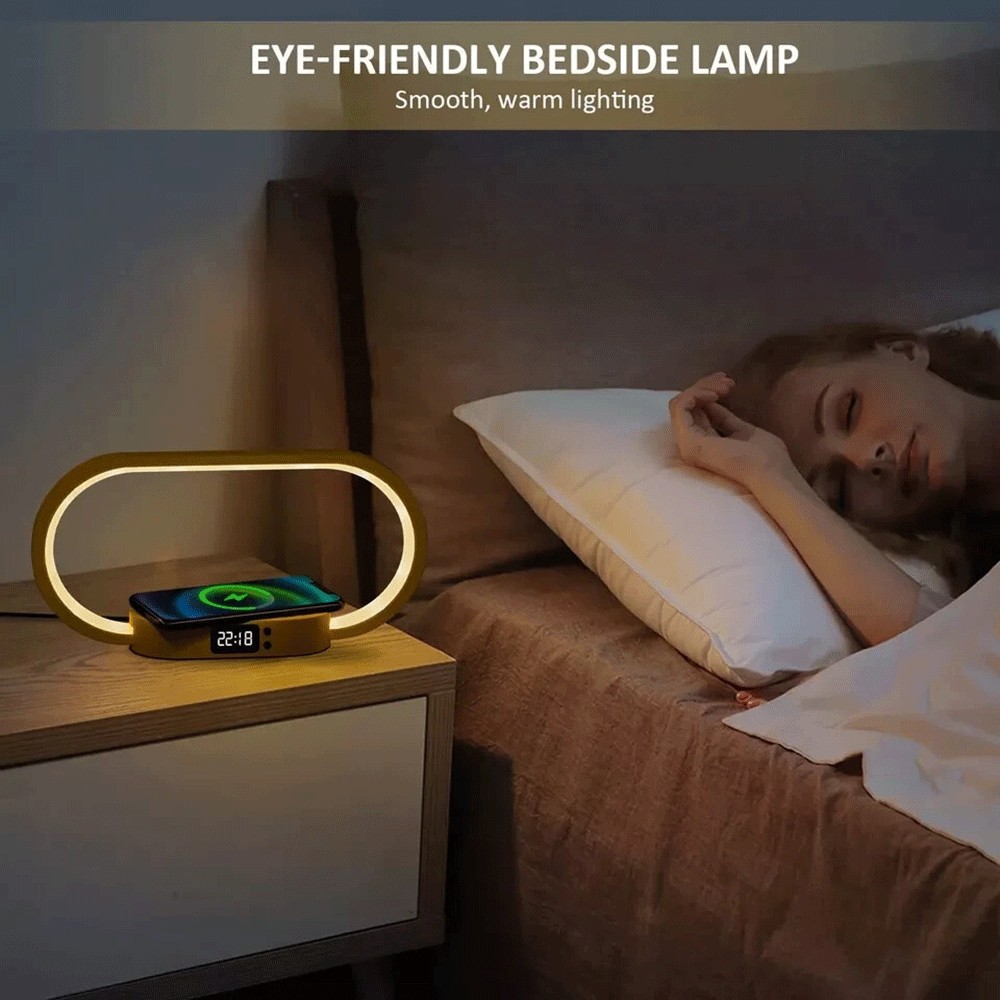 Rechargeable Bedside Lamp with Clock Touch Dimmable, 3 Color Temperatures