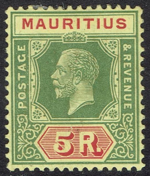 MAURITIUS 1921 KGV 5R WMK MULTI SCRIPT CA