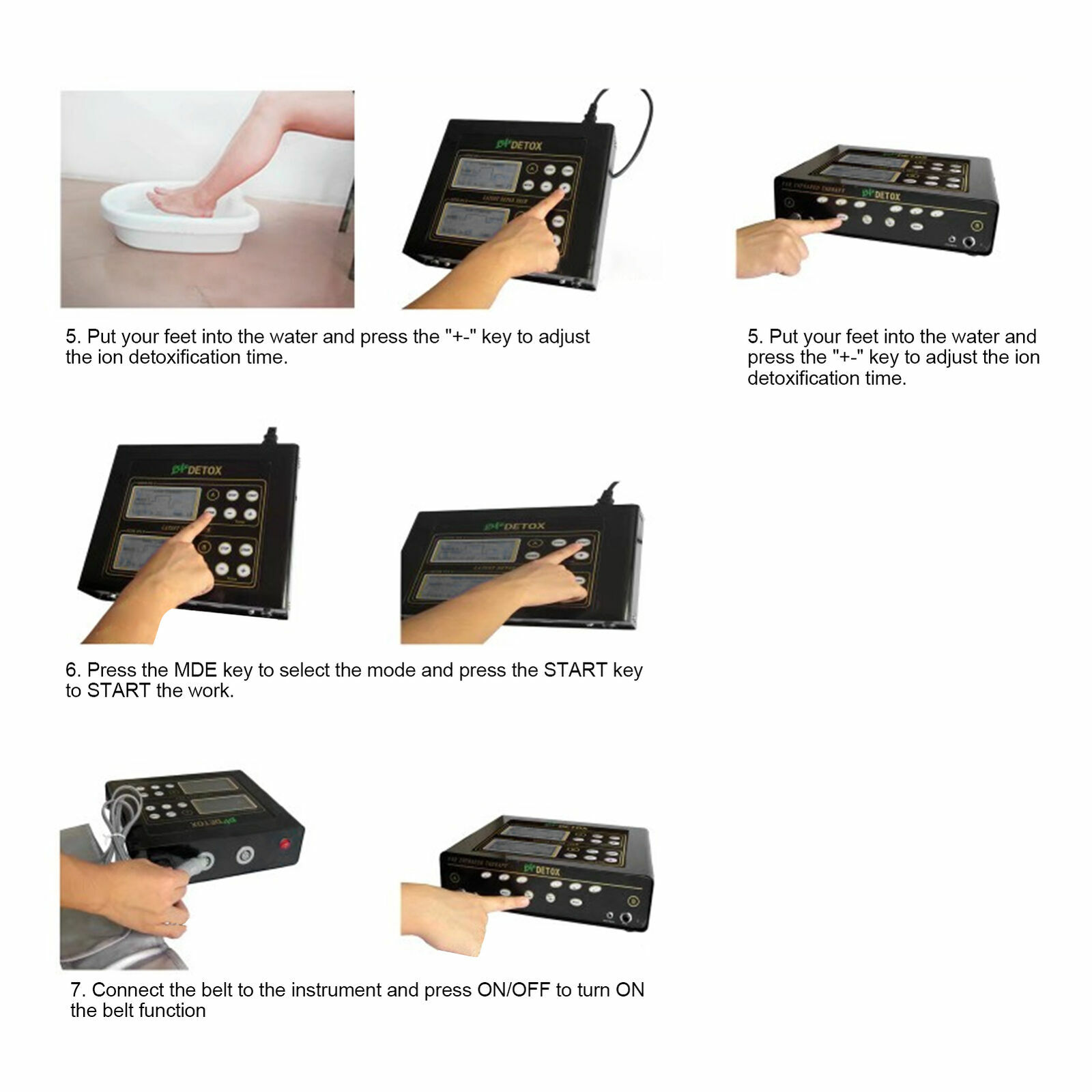 Dual Detox Ionic Foot Bath Spa Cleanse Massage Machine w/ Infrared Belt Home