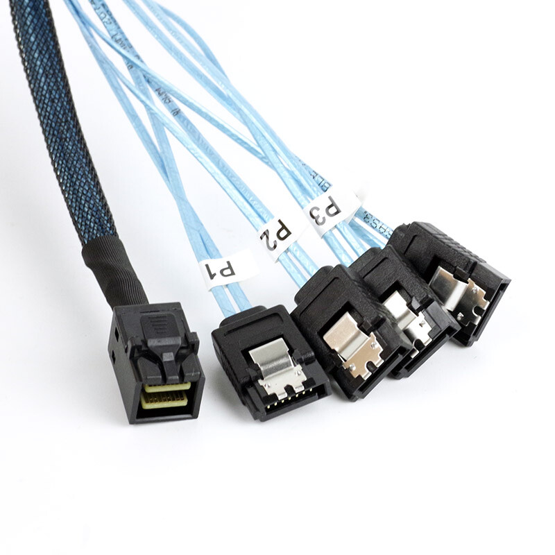 X10Pcs New MINI SAS SFF 8643 turn 4 SATA connected hard disk server data cable