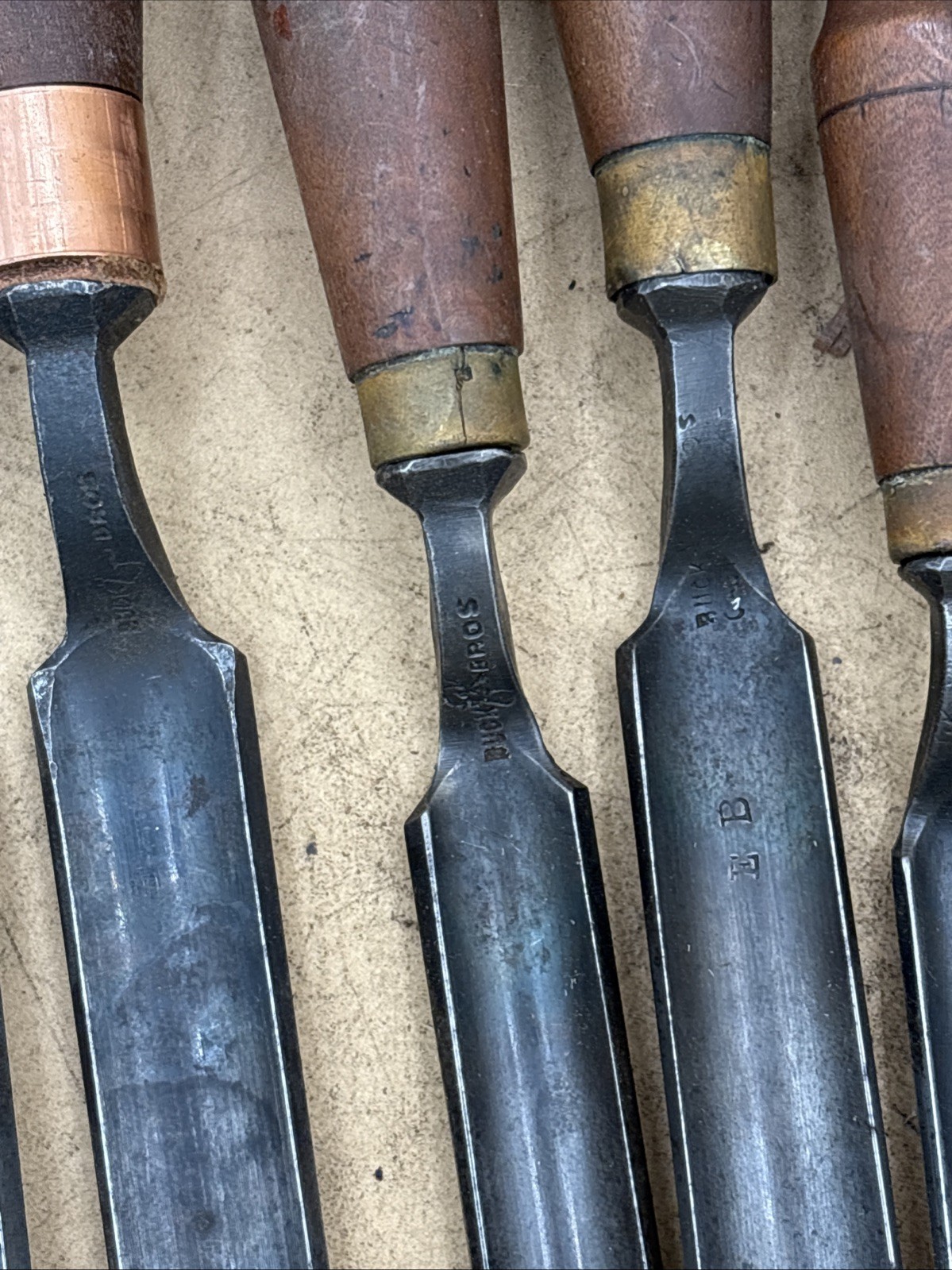 Buck Bros Vintage Lot of 8 Crank Neck Gouge Chisels Wood Carving