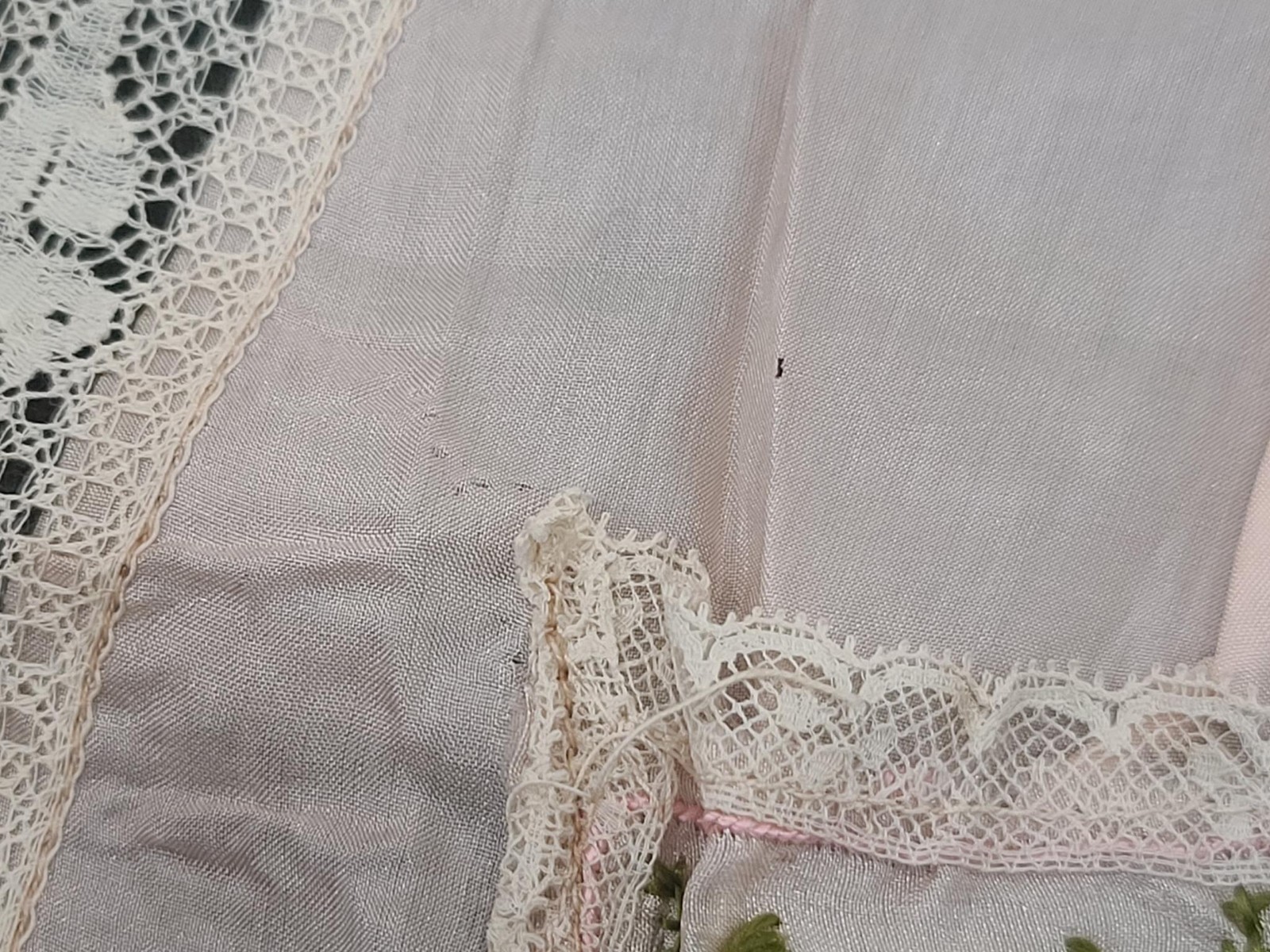 WWI Souvenir of France Silk Apron Allies Liberation Sweetheart Lace Duck Vintage