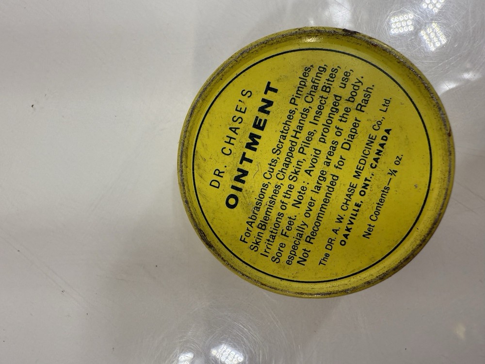 vintage tin Dr. Chase Ointment Yellow Storage Container