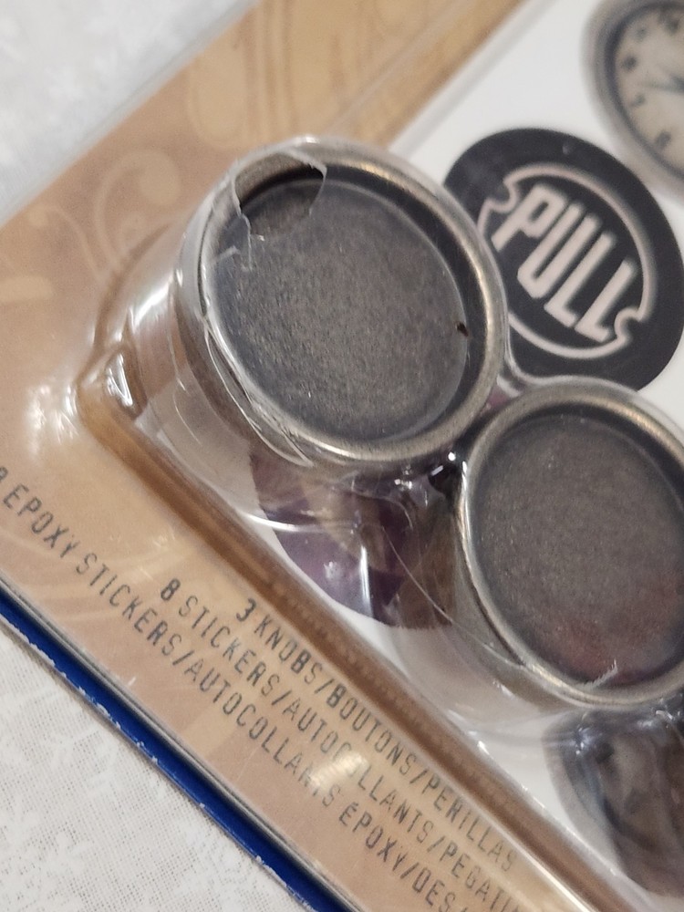 Tim Holtz Idea-ology Custom Knobs metal pull hardware art stickers epoxy 