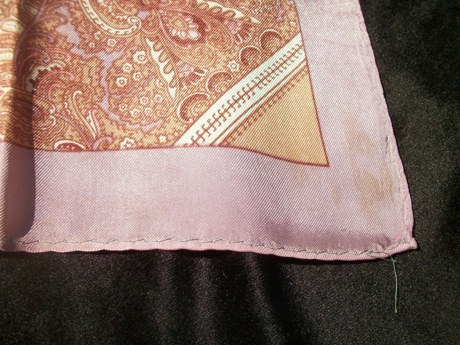 Vintage Scarf Printed Shades of Mauve Lavender Tan SC67