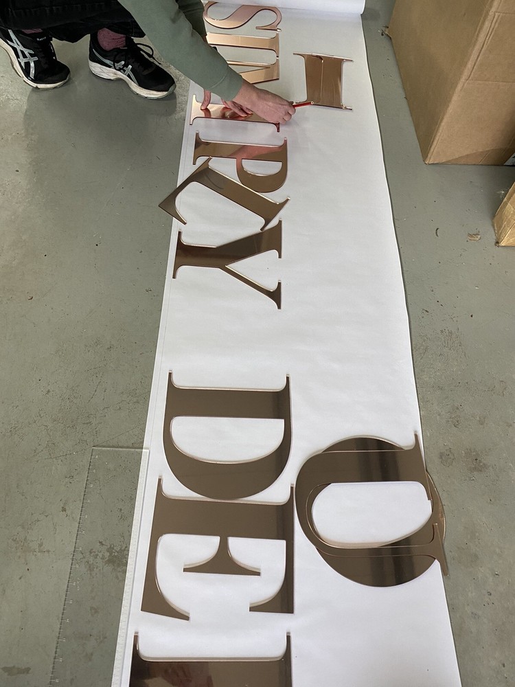 Shop Front Mirror & Solid Colour Letter & Logo Signs, Bespoke Made