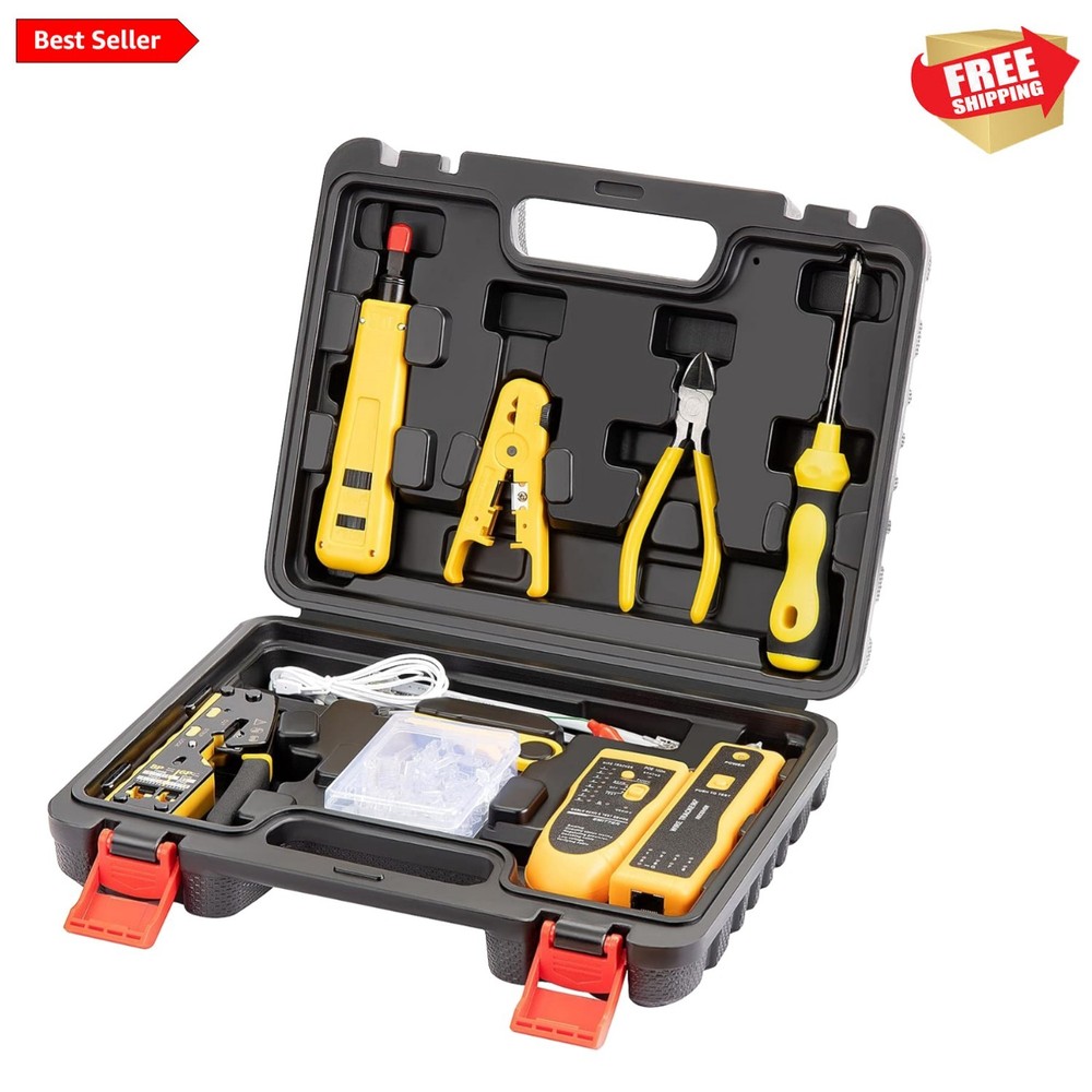 Multi-Function Network Tool Kit: Crimper, Wire Tracker & Stripper in One Set