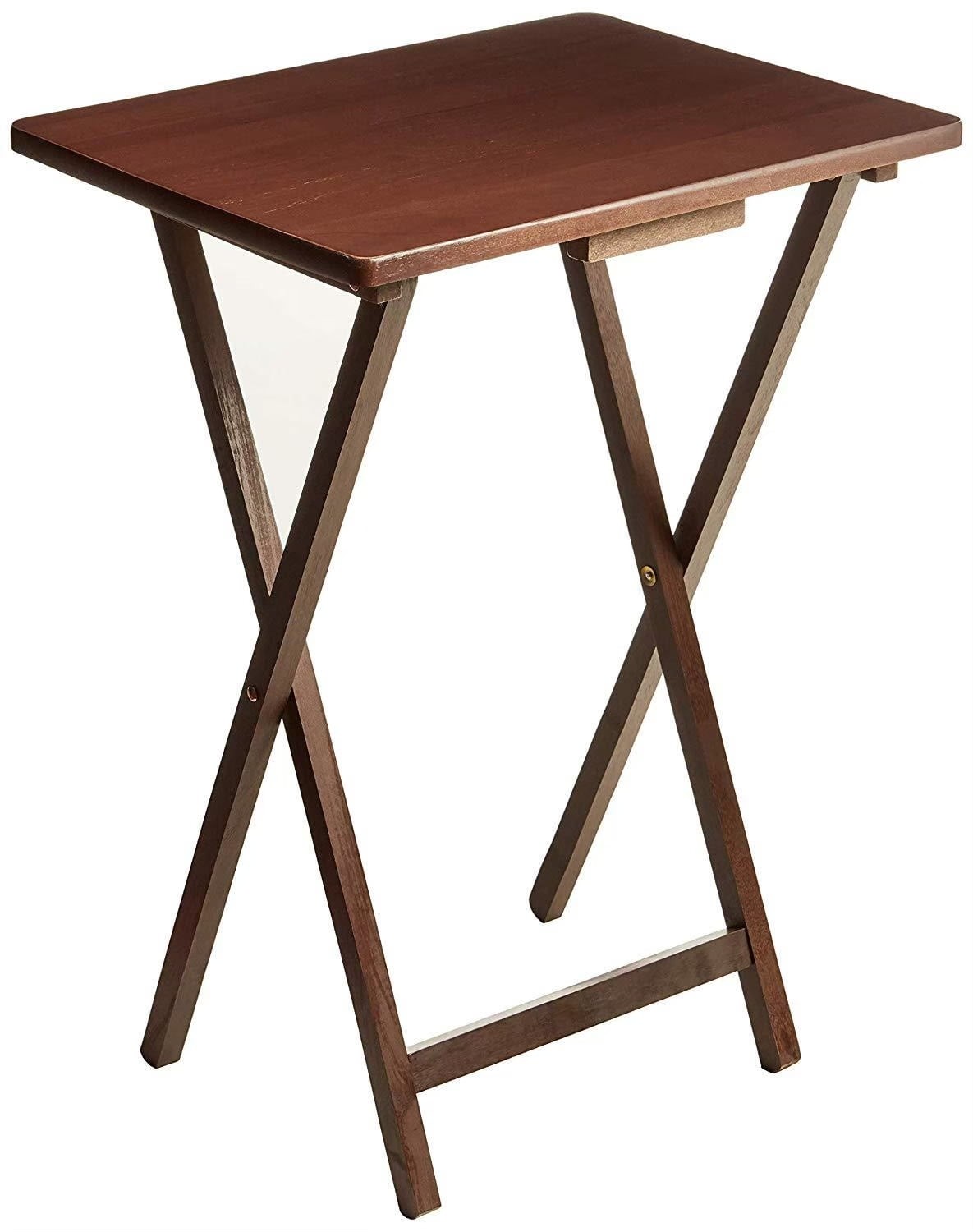 Mainstays Folding TV Tray Table, Rubberwood, Walnut, 19" x 14.5" x 26".