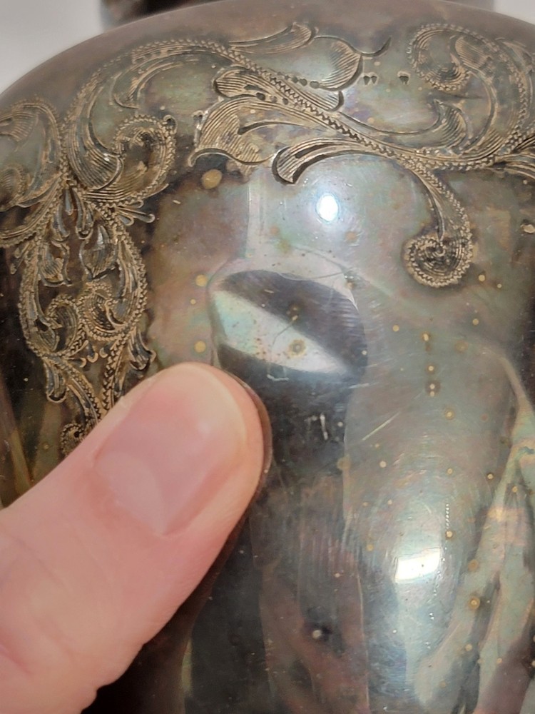 Antique Sheffield Silverplate Tea Caddy Etched Pattern