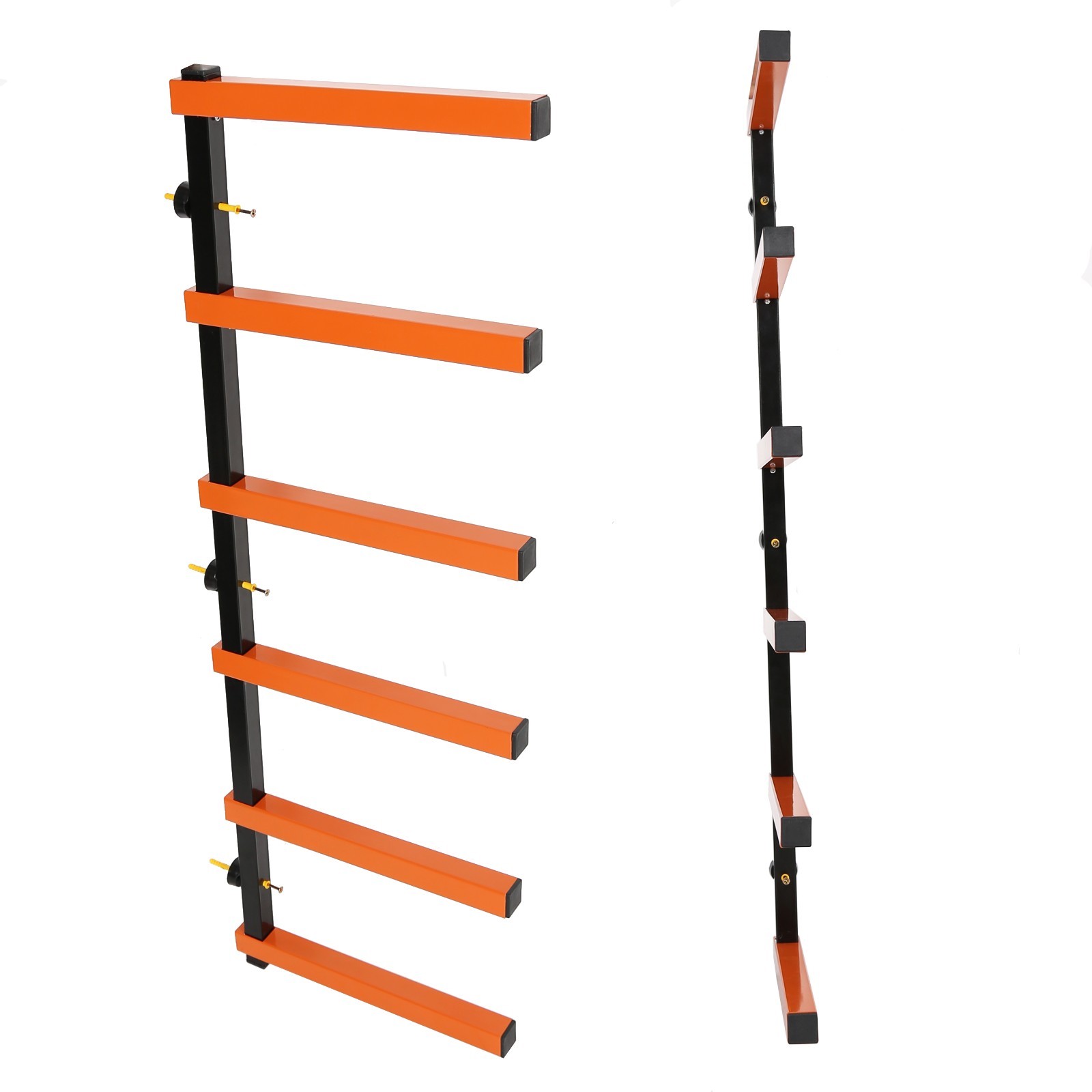 Lumber Wood Storage Metal Rack with 6-Level Wall Mount – Orange Organizer