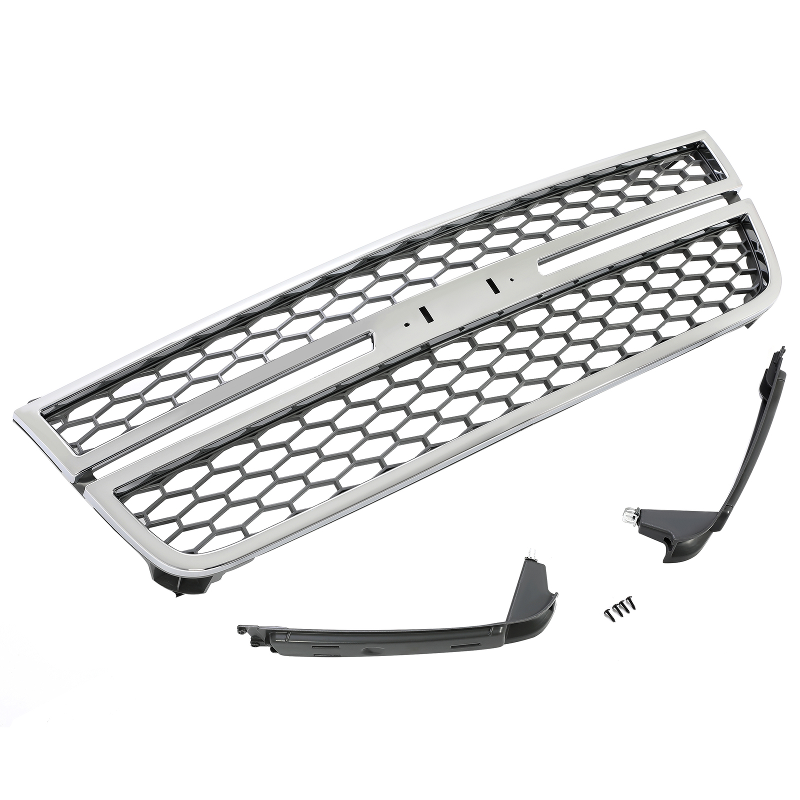 Honeycomb Grille for 03-07 Silverado 1500 2500 3500 Pickup Chrome & Gray