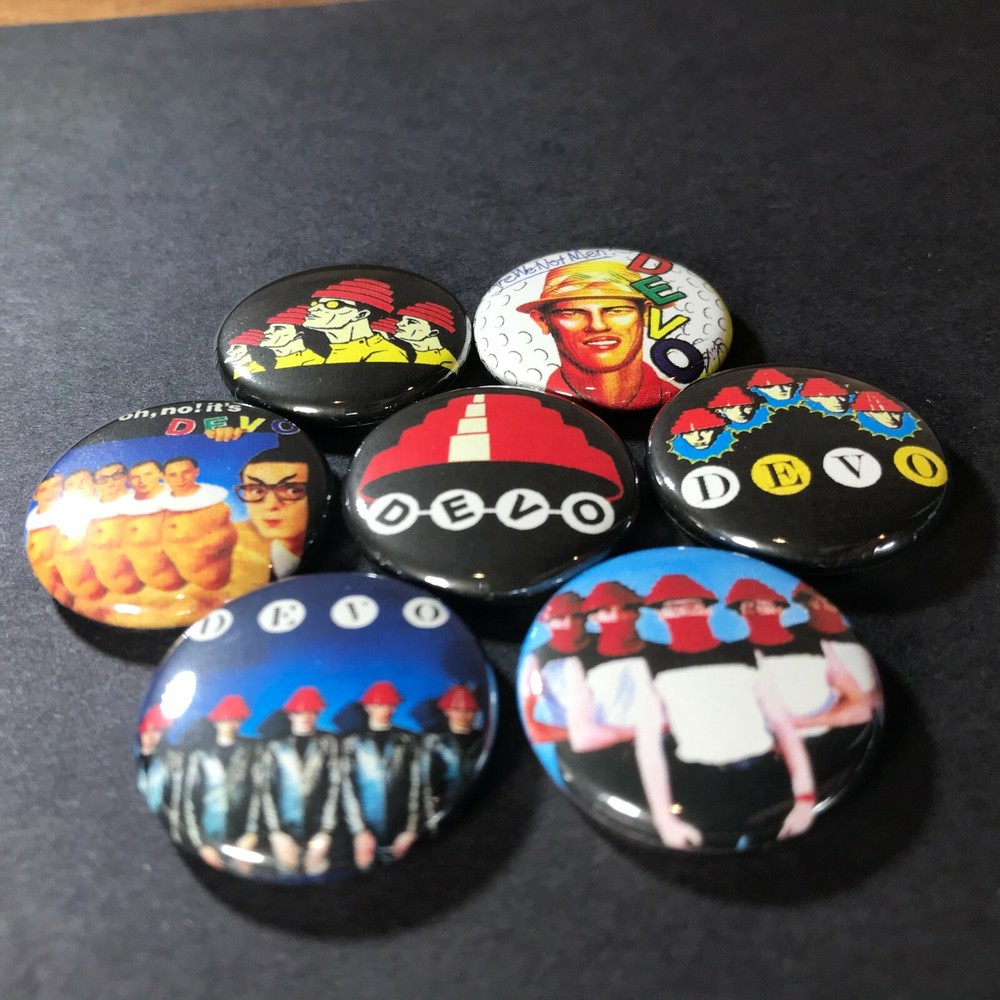 Devo 1" Button Pin Set (7 Pins Total) New Wave Post Punk Synth Pop