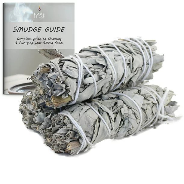 10 Pack 4 inch White Sage Smudge Sticks and Smudge Guide for Cleansing Spaces