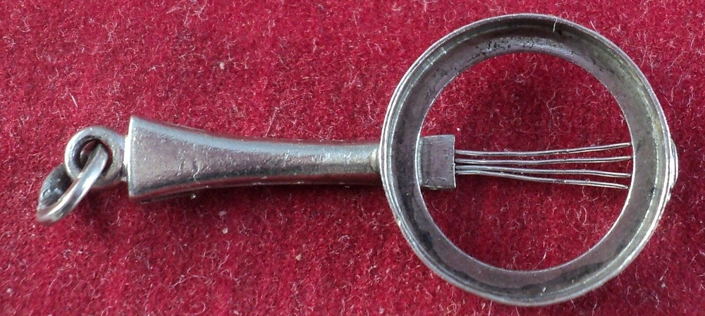 Sterling SILVER Charm 3-D Backless BANJO