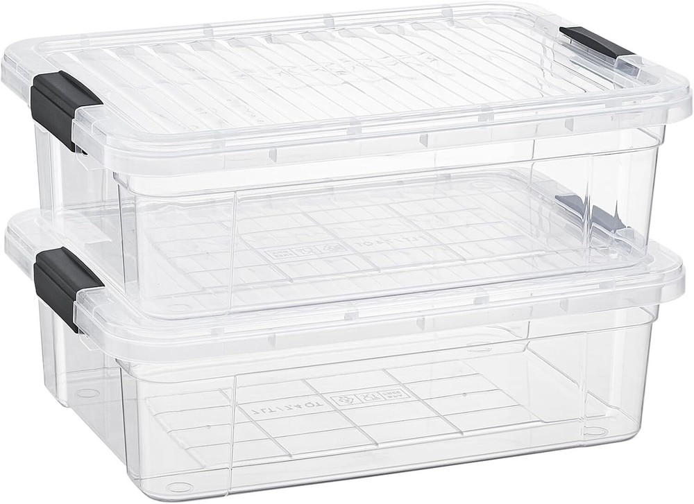 Superio Clear Storage Bins with Lids, 6 Pack- Plastic Storage Boxes - 7.4 Quart