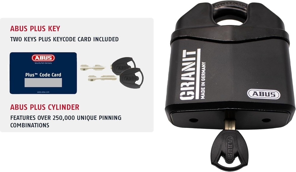 ABUS 37RK/80 GRANIT Padlock - Security Level 10 - Closed Shackle Lock - BLACK