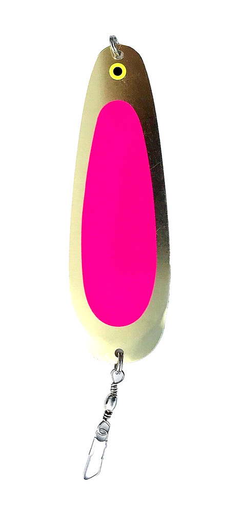 Kokanee Dodger: uv "FLO PINK” / brass
