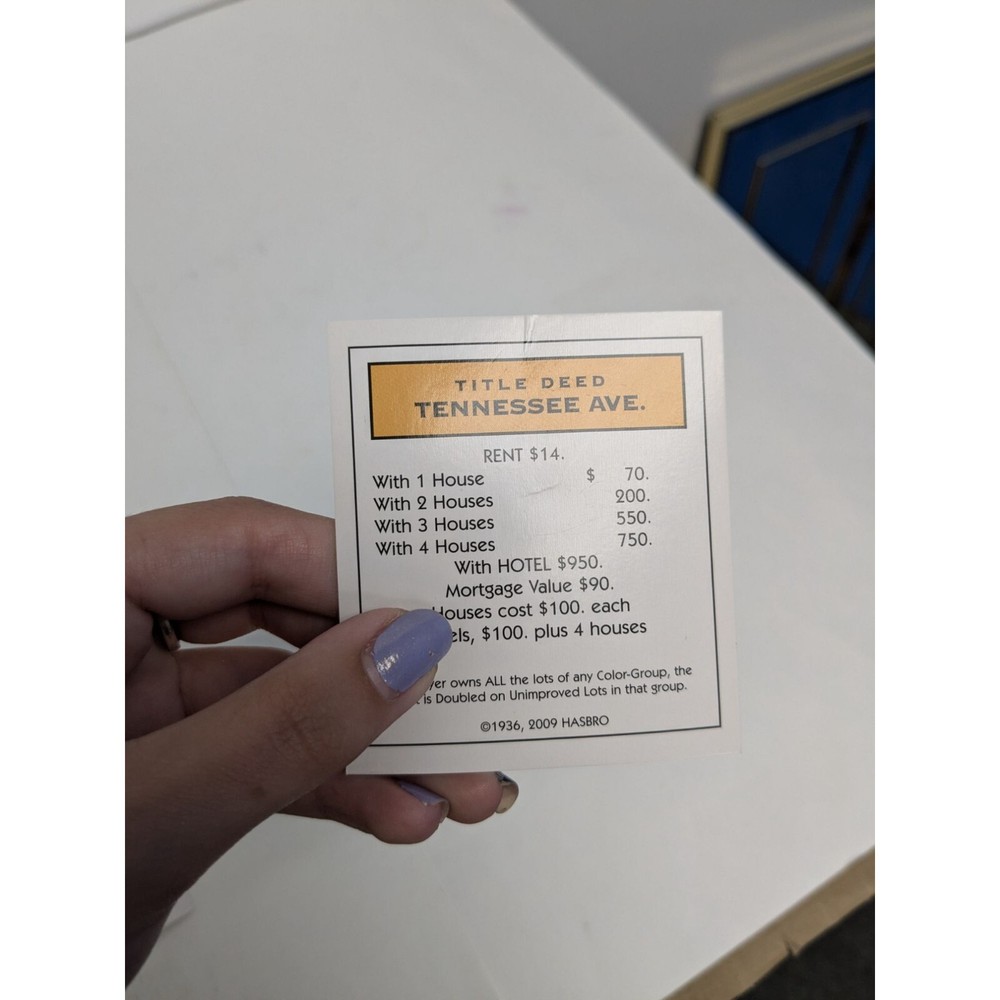 2013 Monopoly Classic Edition Game Replacement Property Cards