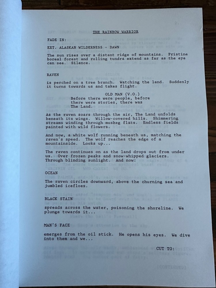 THE RAINBOW WARRIOR MOVIE ORIGINAL SCREENPLAY SCRIPT
