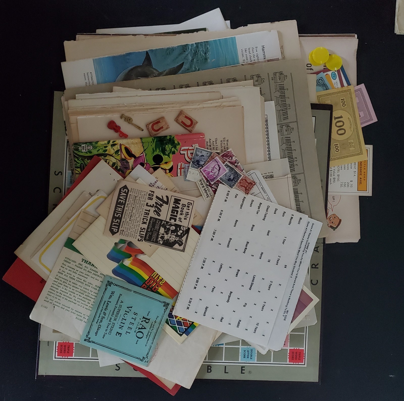 Large Ephemera Lot - 200 Piece+ = 2 lb+ Vintage Paper & Trinkets Junk Journals