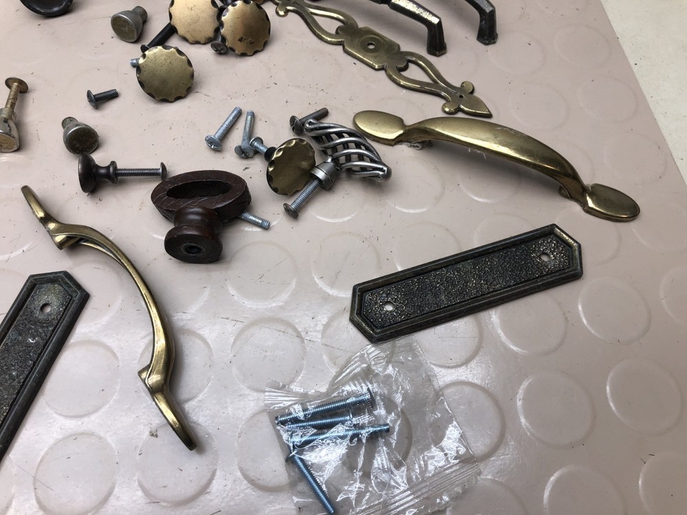 Lot 2 Vintage Hardware Drop Pull Drawer Dresser Pulls Knobs Backplates