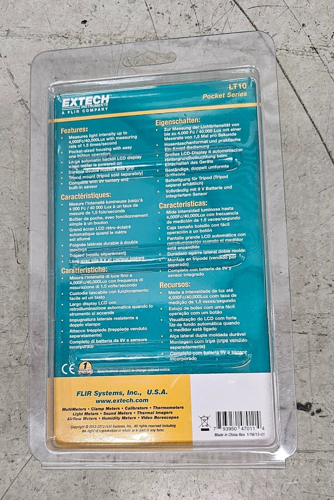 Extech (Flir) Light Meter LT10 Pocket Series. New IOB.