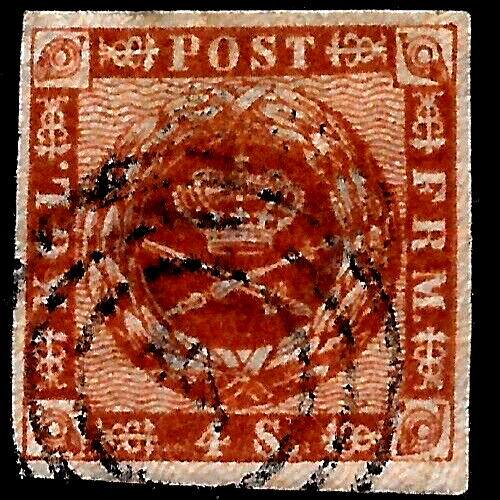 1858 DENMARK SC#7🔥 USED 🔥CD "4"AALBORG