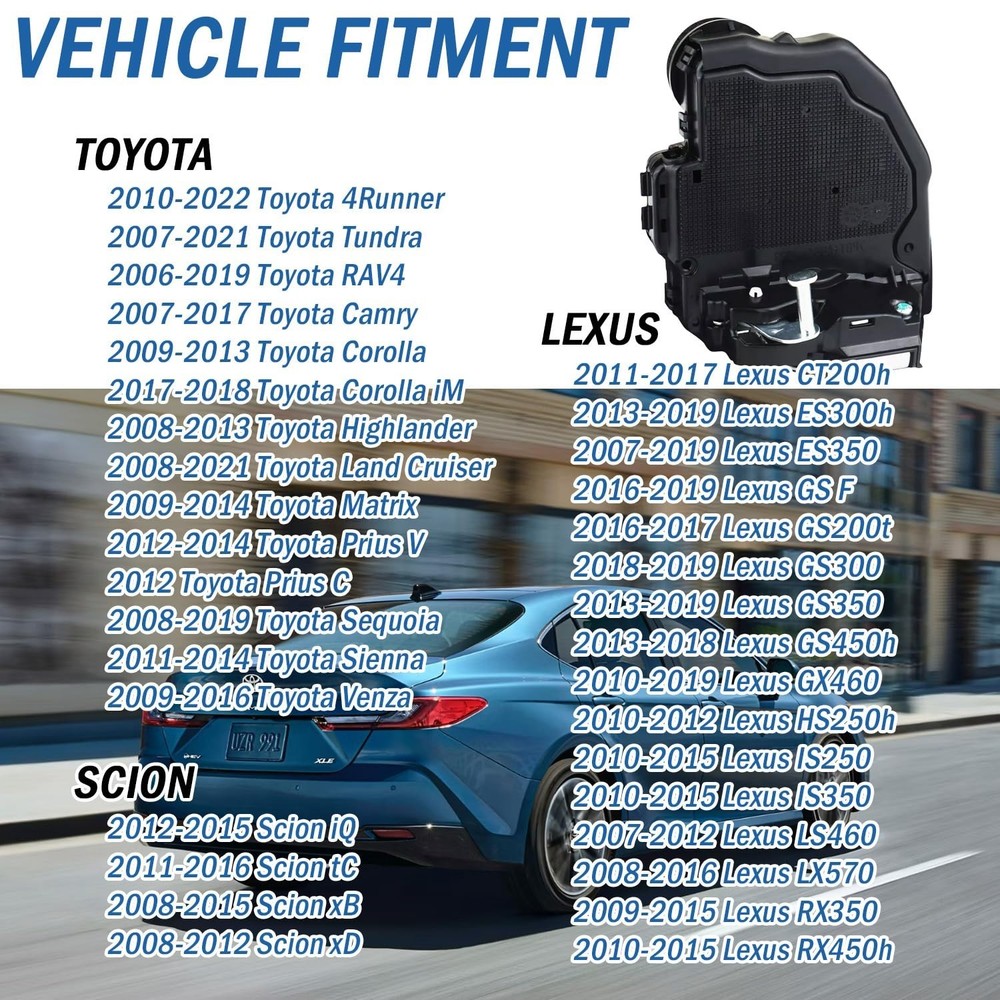 Rear Left Side Door Latch Lock Actuator Compatible for 4Runner Rear Left