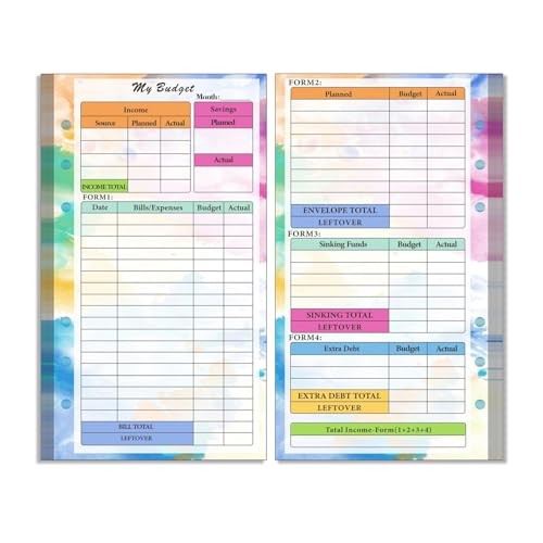 Loose Leaf Refill Paper, Binder Planner Inserts, 22*16cm Gradient Budget Plan