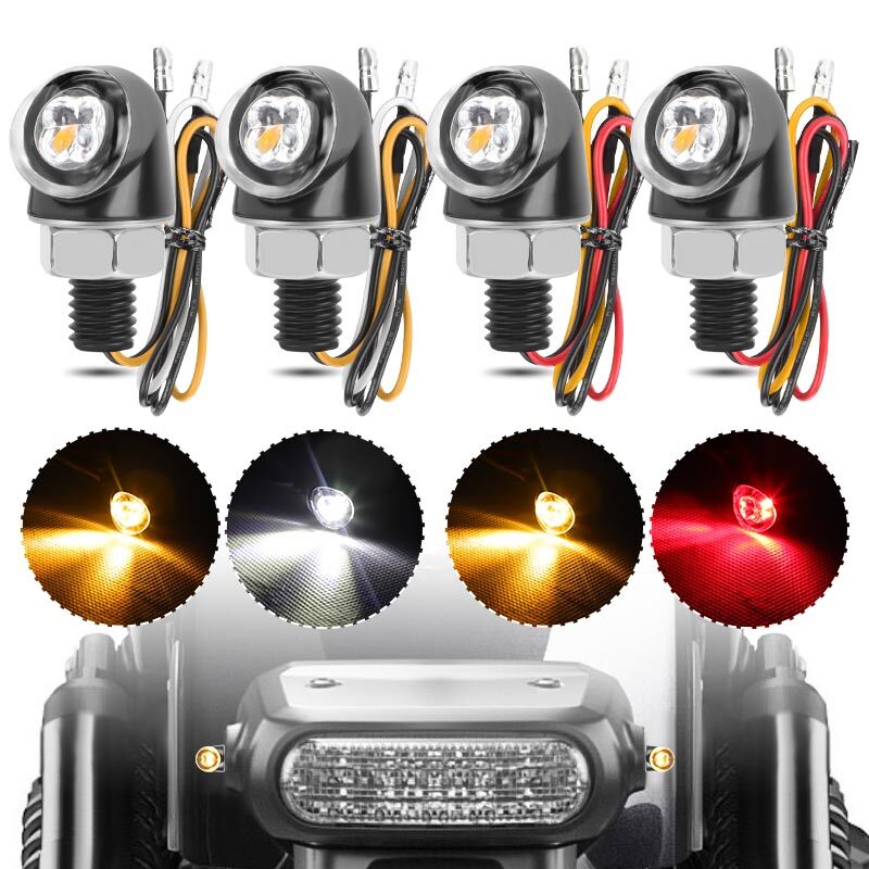 4pcs LED Mini Motorcycle Turn Signal Indicator Brake Light Running Lamp DRL 12V