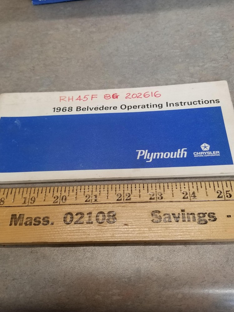 1968 Belveder  Operating Instructions Manual
