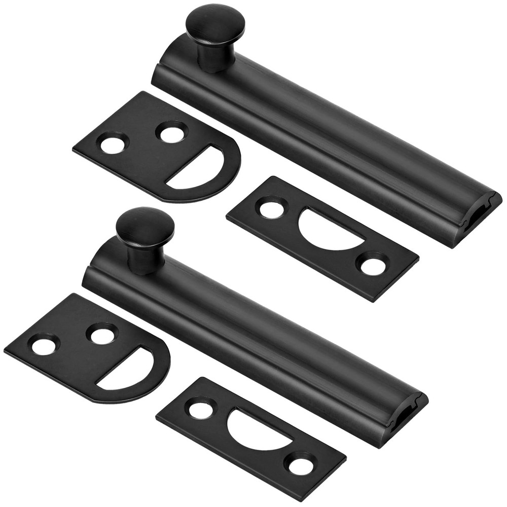 KOVOSCH 2 Pack Solid Brass Surface Bolt 3 Inch, Heavy Duty Concealed Slide Su...