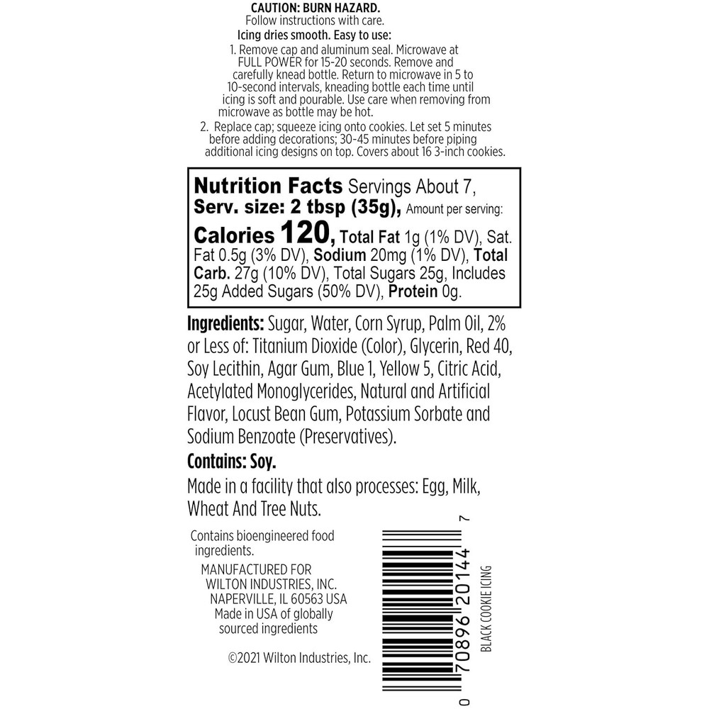 Control Your Designs with Fast-Drying Black Cookie Icing, 7.5 oz Squeeze Bottle