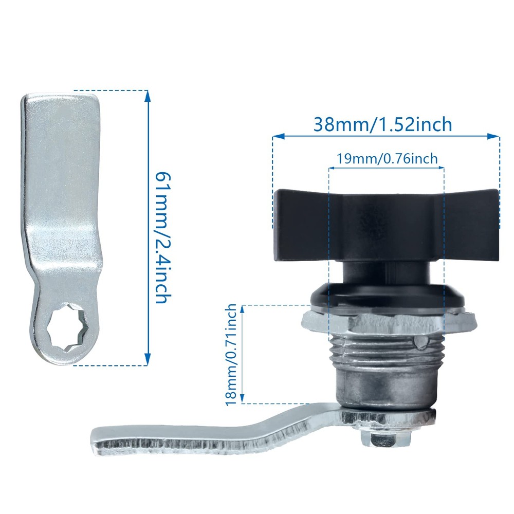 Offset Cam Locks with Thumb Operated Black Handle - 2 Pack Non-Locking