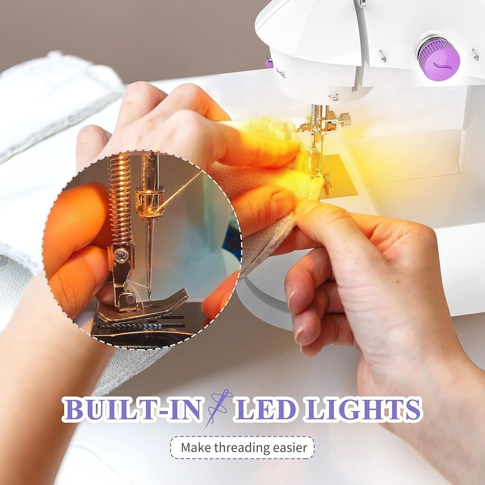 Sewing Machine for Beginners [Full Set] with Finger Guard and Fabric Bundles ...