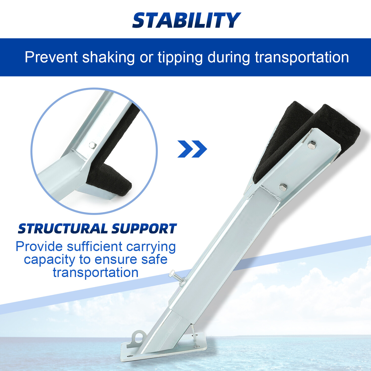 Adjustable Bow Rest Catcher Assembly For Boat Trailer Zinc-Plated Post Carpeted