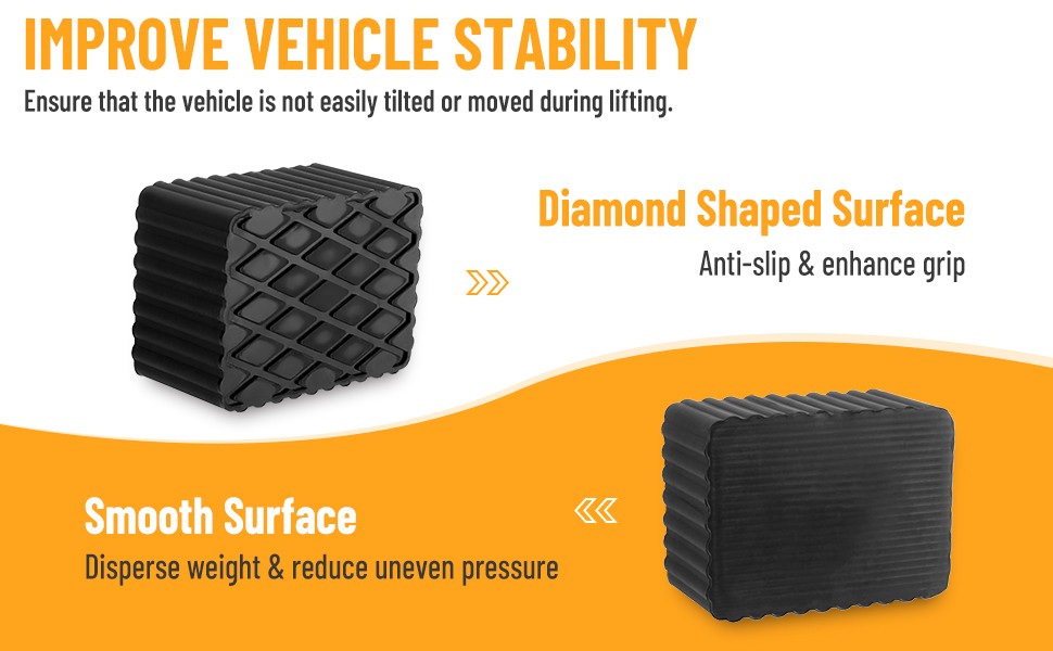 4PCS 3" Tall Solid Rubber Stack Blocks Universal for Auto Lift Rolling Jack New