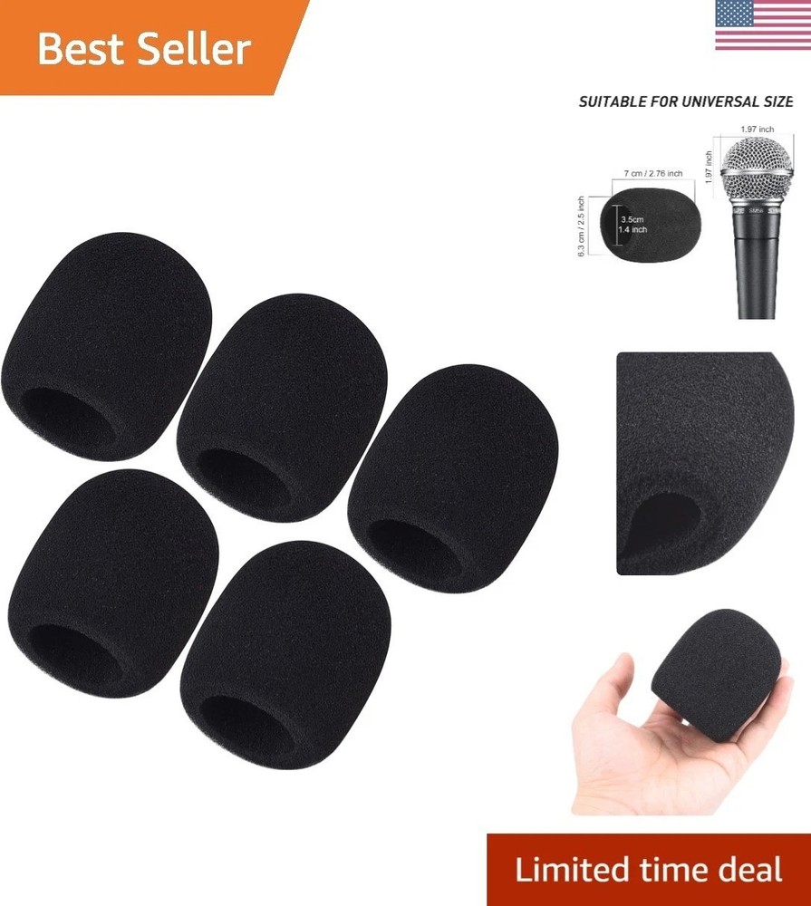 5 Pack Microphone Windscreens - Thick Foam for Superior Sound Quality