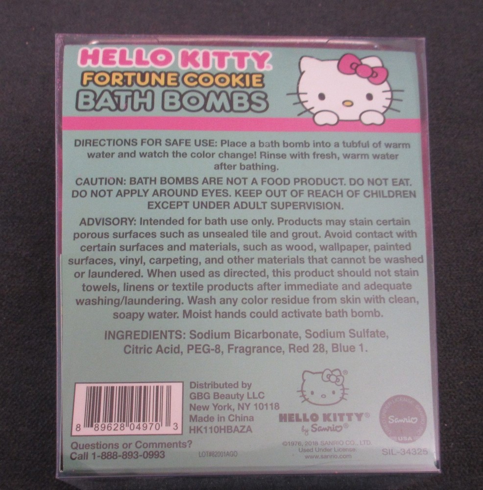 Hello Kitty Fortune Cookie Bath Bombs Marshmallow Scented - 5oz NIB