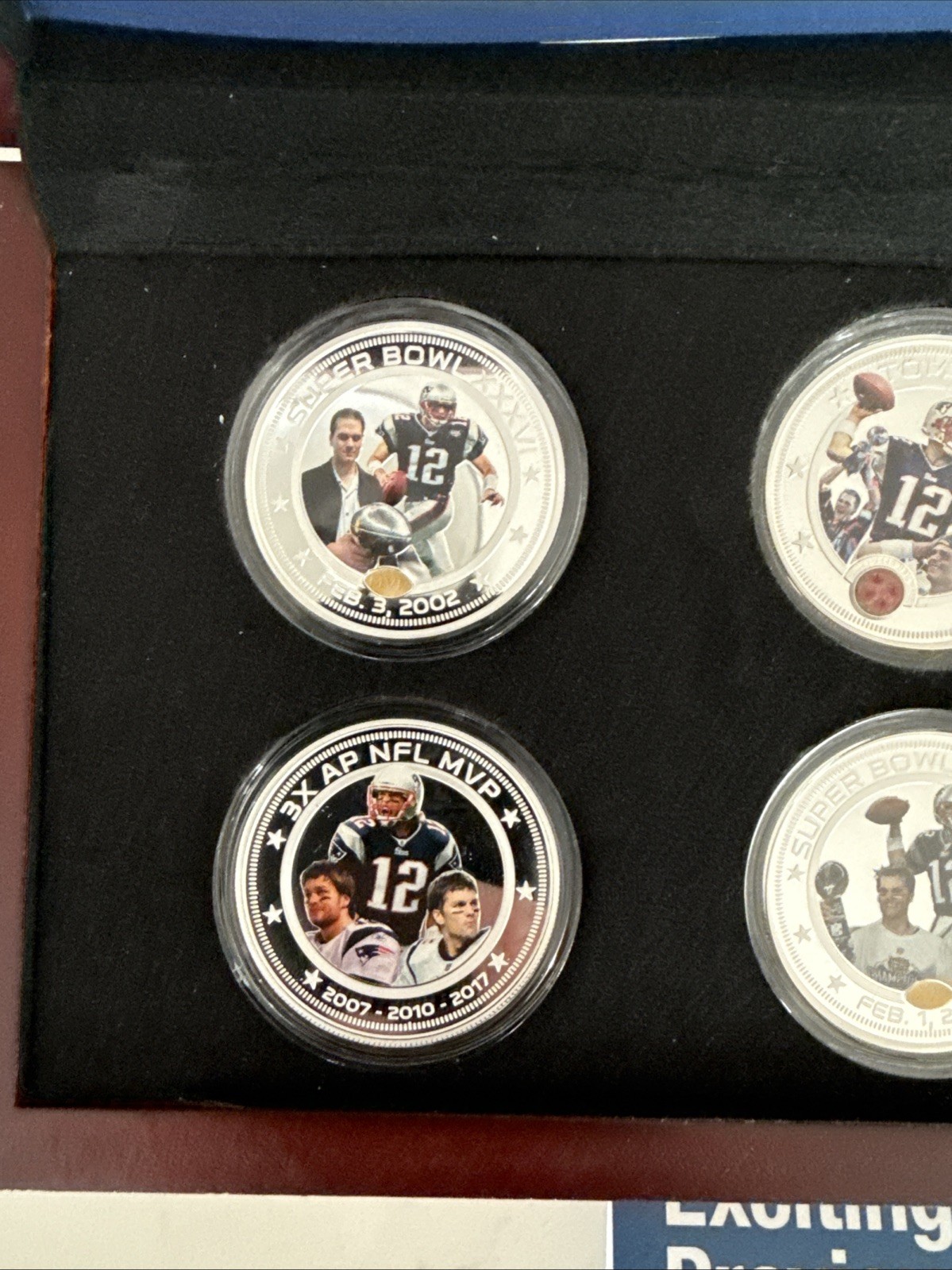RARE Tom Brady Patriots Proof 8-Coin Dollar Collection Bradford Exchange Mint