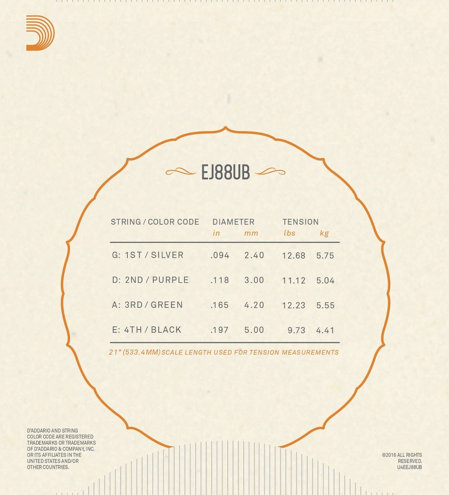 D'Addario EJ88UB Nyltech Ukulele Bass Uke Strings