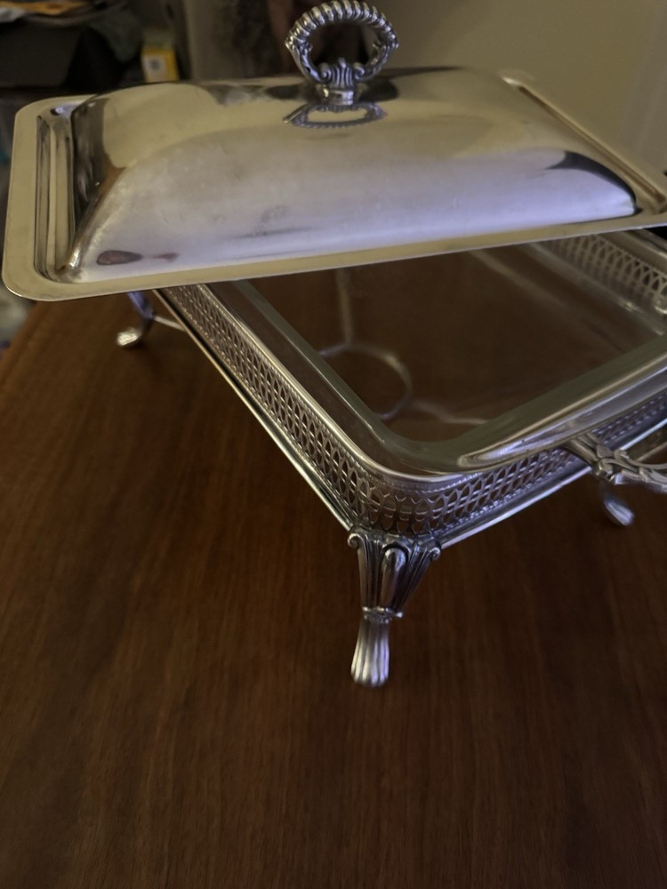 Vintage Pyrex Silver Plated Casserole Baking Covered  Serving Dish