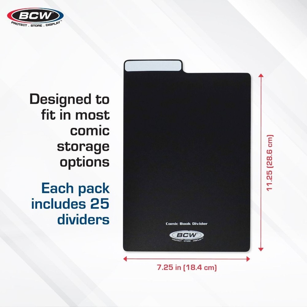 25 BCW Black Comic Book Plastic Dividers With Folding Write On Tab Free Shipping