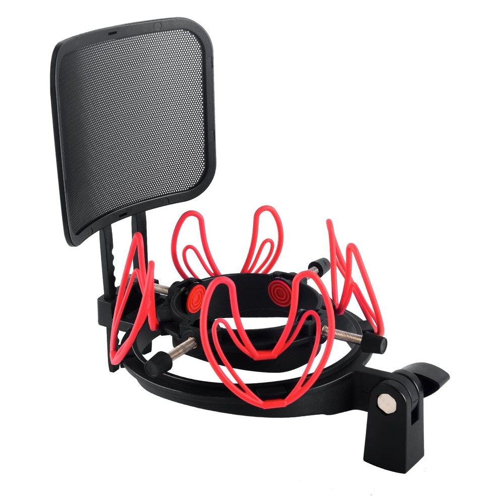 Microphone Shock Mount with Pop Filter Universal Shock Stand for Microphones ...