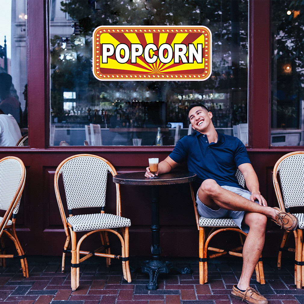 Food Truck Decals Popcorn Style E Restaurant & Food Concession Sign White