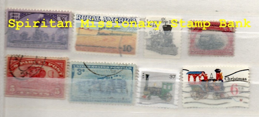 Train:  Assorted 8 Canceled  US Postage sTamps (12-728)