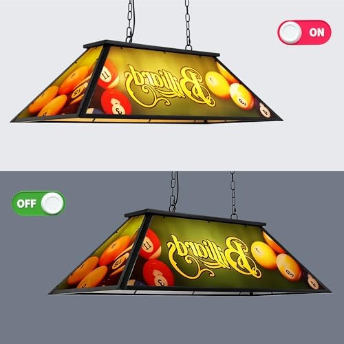 4-Light Billiard Pool Table Light for 7' 8' 9' Tables, Vintage Pool Table