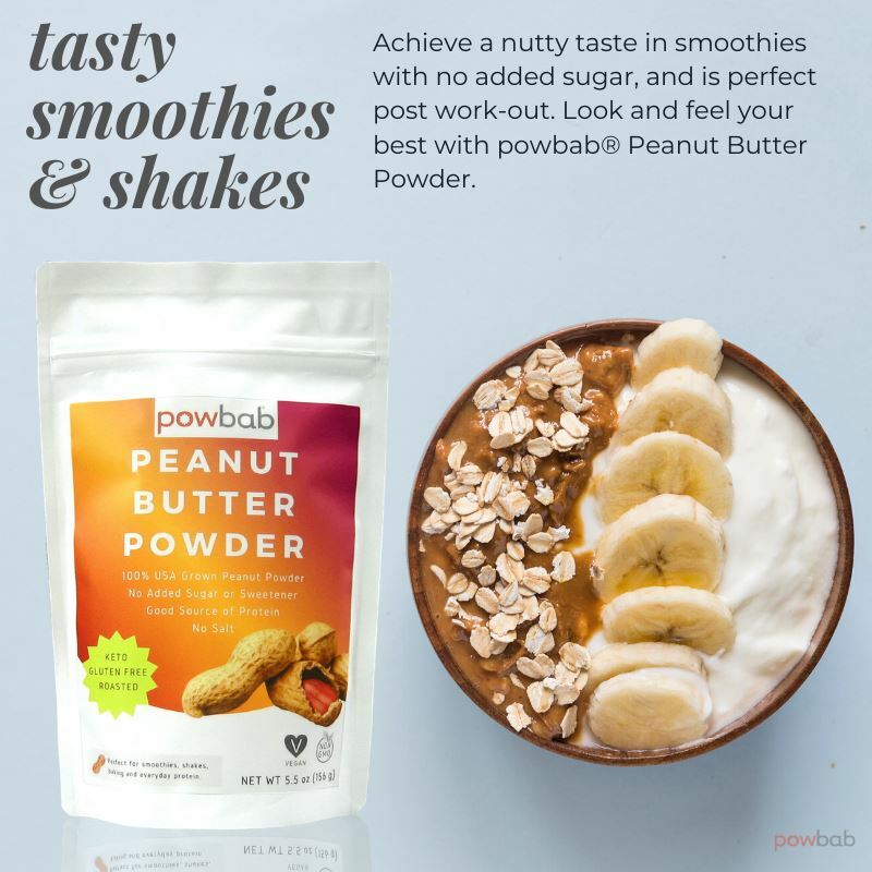 powbab Peanut Butter Powder Unsweetened, No Sugar-100% USA Organic Peanuts 5.5oz