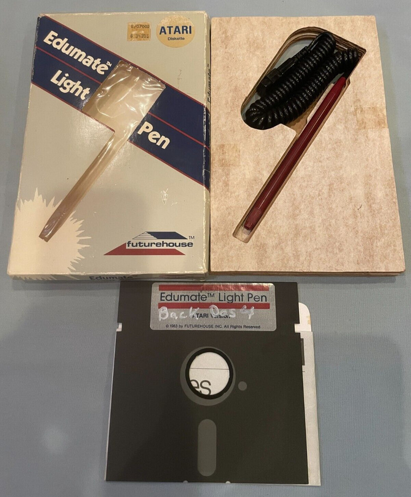 EDUMATE Light Pen - 1983 Atari 400/800 Computer Peripheral w/Software Disk RARE!
